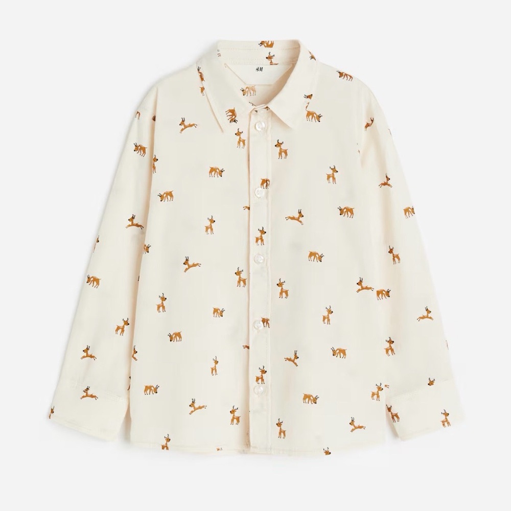 H&M Cream Shirt with Deer Print